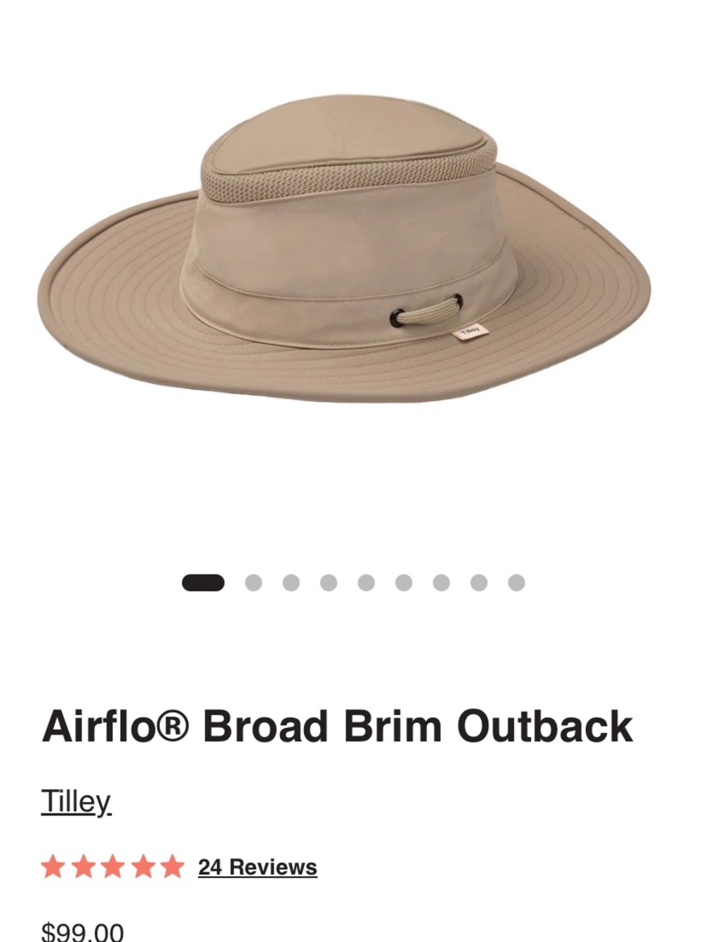 Tilley Airflo Hat, Size 7 3/8, Color Taupe